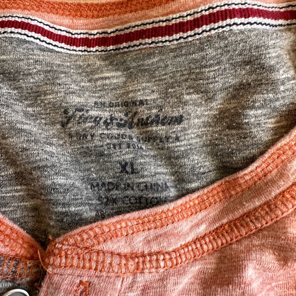 Flag and Anthem orange-pink heather t-shirt Henley, men’s XL - Picture 2 of 3